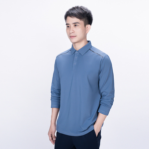 T-shirt de sport à manches longues pour homme, à demi-zip, col roulé, polo, logo personnalisé, tissé, couleur unie, grande taille, décontracté - Product Image 2