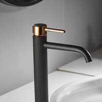 Robinet de lavabo OEM économique en laiton bruni contemporain avec cartouche céramique, monocommande, à poser sur le comptoir, pour chambre et salle de bain