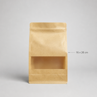Boîte à fond plat en papier kraft en gros avec fenêtre transparente et fermeture éclair, logo personnalisé, qualité alimentaire, en stock, prête à être expédiée, faible MOQ 50