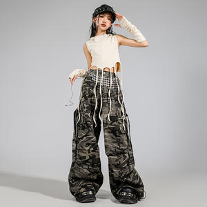 Ropa Moderna para Niños de Baile Urbano, Estilo Hip-hop, Pantalones de Camuflaje Geniales, Traje de Pasarela de Modelo de Baile Coreano para Niñas - Product Image 4