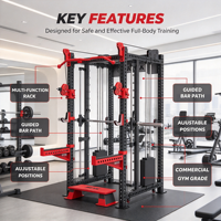 Machine Smith professionnelle 3-en-1 avec poulie fixe et barre de traction pour entraînement complet du corps