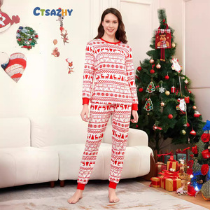 <span class=keywords><strong>Pigiami</strong></span> Natalizi Coordinati per Famiglia di Alta Qualità, Comodi in Poliestere, Stile Europeo/Americano con Tema Renne e Cartoni Animati - Product Image 4