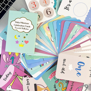 Ensemble de cartes de jalons de développement pour bébé - Enregistrements en papier avec empreintes de mains et de pieds, blancs, pour les premiers moments de bébé, cadeaux de baby shower et d'anniversaire - Product Image 5