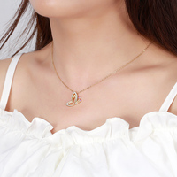 Rhinntin — collier à breloque papillon pour femmes, pendentif en argent Sterling 925, plaqué or 14 carats, SN293