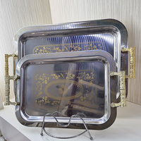 Chargeurs de plaques de mariage rectangulaires en acier inoxydable Décor or écologique pour la cuisson des aliments pour les décorations de mariage