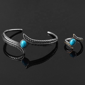 Nouveauté 2024 : Bijoux en turquoise, plumes, cadeaux, bracelets ouverts, bagues en acier inoxydable 316L, directement de l'usine - Product Image 6