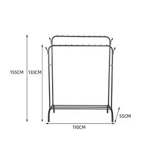 Perchero metálico de doble barra con ganchos antirust para ropa, organizador multifuncional para dormitorio, sala de estar, zapatos y sombreros - Product Image 2