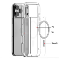 Coque de téléphone magnétique transparente en TPU + acrylique pour iPhone 17 Promax, personnalisable avec logo, antichoc, accessoires mobiles, vente chaude