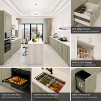 Cuisine modulaire moderne avec îlot, en contreplaqué, MDF et plan de travail en granit artificiel pour la maison