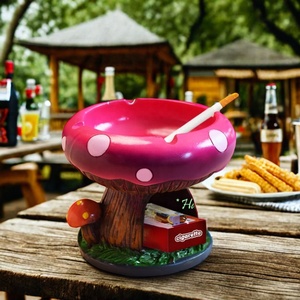 Cenicero con función de almacenamiento, en forma de hongo, set para fumar, simulación de orificio de árbol, musgo, accesorios de decoración de escritorio, resina - Product Image 1