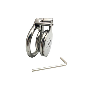 กรงโลหะพรหมจรรย์พร้อมแหวนเดือยแบนอุปกรณ์พรหมจรรย์สำหรับผู้ชายล็อคอวัยวะเพศชายของเล่นเกมทางเพศ - Product Image 1