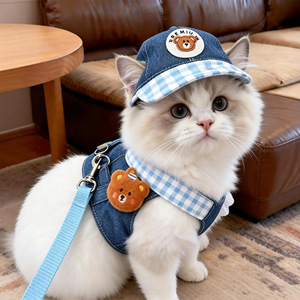 Wholesale Dropshipping Denim Pet Harness <b>Leash</b> Set Summer Universal Clothes for Cats & <b>Dogs</b>, Custom Supported - Product Image 2