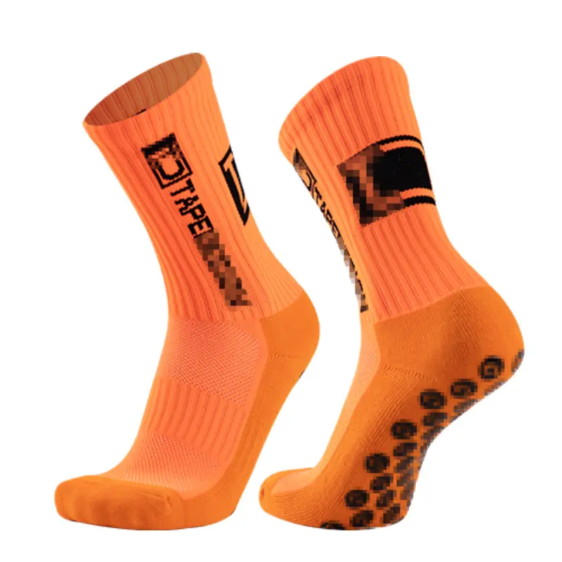 Оптовая продажа, оранжевые Компрессионные носки, высокие эластичные носки с ремешком, нескользящие носки для взрослых