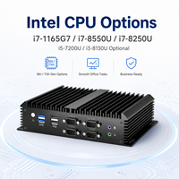 Mini PC sans ventilateur Intel Core I7-1165G7 avec Wi-Fi 6 et Bluetooth 5.1, PC de format compact pour l'automatisation industrielle