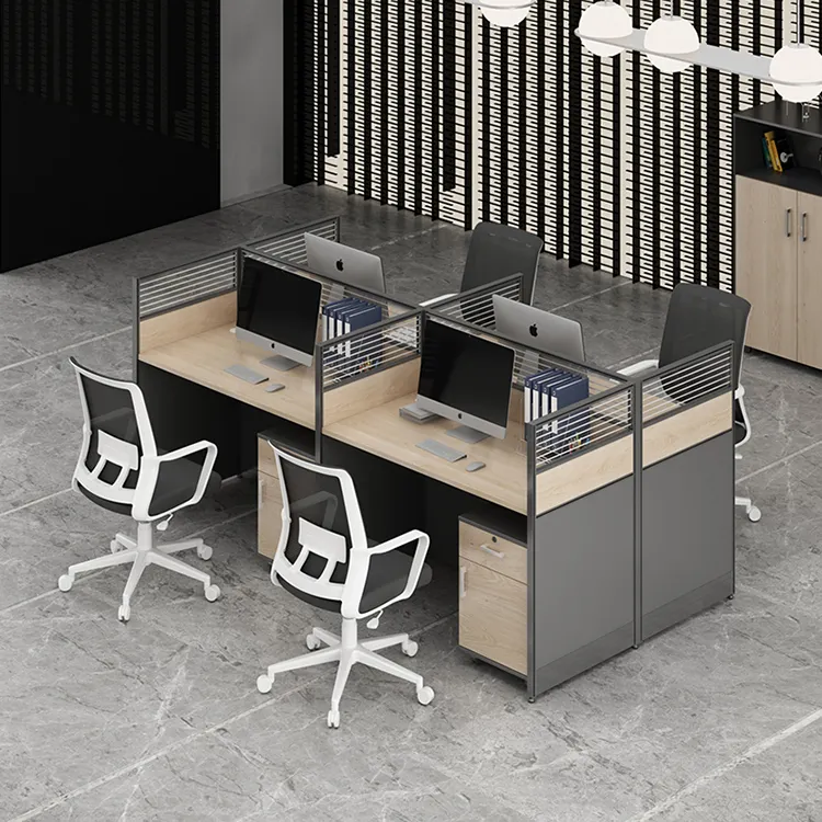 Офисная мебель с современными перегородками, колл-центр, модульные офисные рабочие станции на 4 персоны