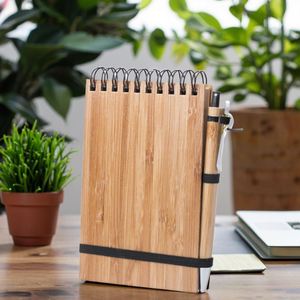 Set de Regalo de Oficina Personalizado con Logotipo Promocional, Ecológico, con Tapa de Bambú, Bloc de Notas A6 de 10*15 cm, Bolígrafo de Madera y Papel - Product Image 5