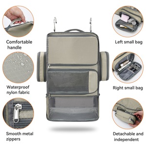 Estantes de Viaje Colgantes Portátiles, Cubos de Embalaje Plegables, Organizador de Equipaje de Viaje con Cierre de Cremallera, Diseño Simple con Patrón de Letras - Product Image 2