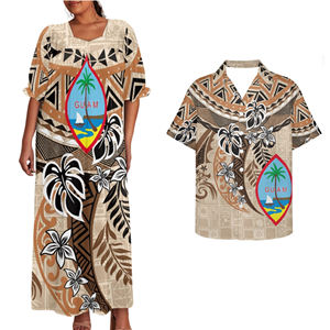 Trajes de pareja de Guam, vestido Tribal polinesio para mujer, camisas Puletasi tradicionales para hombres, <span class=keywords><strong>ropa</strong></span> a juego de pareja <span class=keywords><strong>joven</strong></span> de lujo - Product Image 4