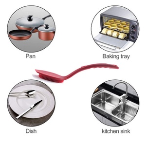 Wholesale Silicone <b>Brush</b> Kitchen Cleaning <b>Brush</b> Kitchen Gadget Pot Washing <b>Brush</b> With Long Handle and Hang Hole - Product Image 4