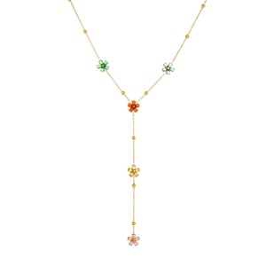 Colorful Rhinestone Flower Y-Shape Long Chain Necklace For Daily Party Wear - Product Image 5