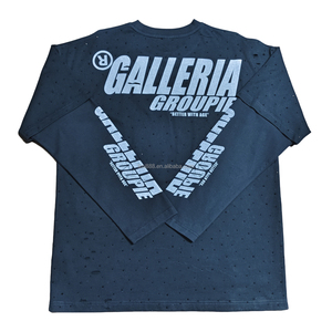 T-shirt a Maniche Lunghe da Uomo Personalizzata con Stampa DTG, Strass e Catena <span class=keywords><strong>3D</strong></span>, Doppio Strato, Stile Streetwear - Product Image 2