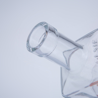 Botol Kaca Persegi Panjang Kosong Grosir 1000ml, Botol Gin Persegi Berembos dengan Tutup Logam untuk Kemasan Tequila Vodka Minuman Keras