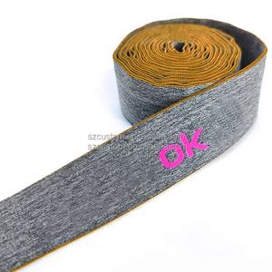 Custom Logo 1 1/2\" Width Woven Elastic <b>Webbing</b> Special 2-Color with Opening Edge on 1 or 2 Sides - Product Image 6