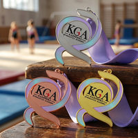Médailles de gymnastique personnalisées par le fabricant, logo émaillé, alliage de zinc, plaqué or/argent/bronze, avec rubans pour les compétitions