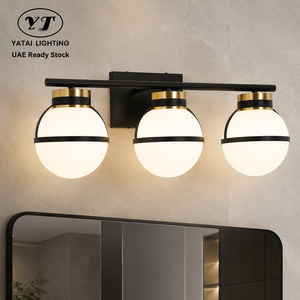 Modern Wall <b>Light</b> Black Ironwork Glass <b>Globe</b> E27 Three Head Mounted Indoor Decorative For Home Bedroom Living Room - Product Image 1