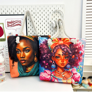 Borsa Tote da Donna Versatile di Grande Capacità, Creativa con Stampa e Manici in Corda, Ideale per Spiaggia e Shopping - Product Image 3