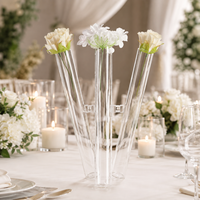 Nouvel ensemble de 3 cylindres en verre pour centre de table de mariage moderne, élégant vase doré rose, support de fleurs
