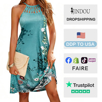 Robe de plage mi-longue transparente pour femme, en crochet ajouré, sans manches, avec poche