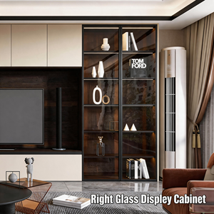<span class=keywords><strong>Meuble</strong></span> <span class=keywords><strong>TV</strong></span> <span class=keywords><strong>mural</strong></span> moderne en bois beige avec vitrines en verre et éclairage LED pour salon, compatible avec les téléviseurs de 65 pouces - Product Image 3
