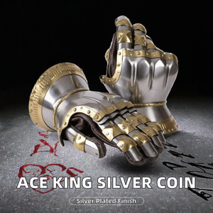Guantes de Guerrero Medieval, Guantes de Caballero de Metal con Adornos de Latón Pulido, Armadura de Mano Gótica para Disfraces de Personajes de Cine y Televisión - Product Image 2