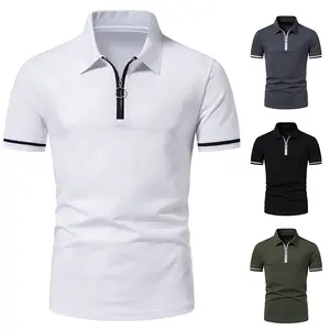 도매 고품질 여름 새로운 남성 지퍼 폴로 셔츠 반팔 골프 레저 플러스 사이즈 남성 티셔츠