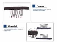 Promotion : Peignes à perruque en métal noir et acier inoxydable à 7 ou 6 dents pour la fabrication de perruques et d'extensions de cheveux en queue de cheval