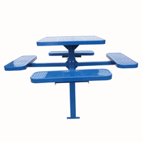 Mobilier d'extérieur Table de pique-nique de camping commerciale en acier avec banc Ensemble table à manger en métal avec chaises pour restaurant et parc extérieur