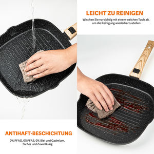 Poêle à griller ronde en acier inoxydable de 28 cm, fond en céramique, poignée amovible, distribution de chaleur, sans PFOA, facile à nettoyer, steak, barbecue en plein air - Product Image 4