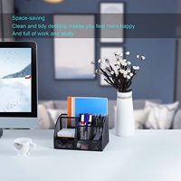 Support avec tiroir de rangement + 6 compartiments, organisateur de stylos de bureau essentiel pour les fournitures de bureau de collection, noir