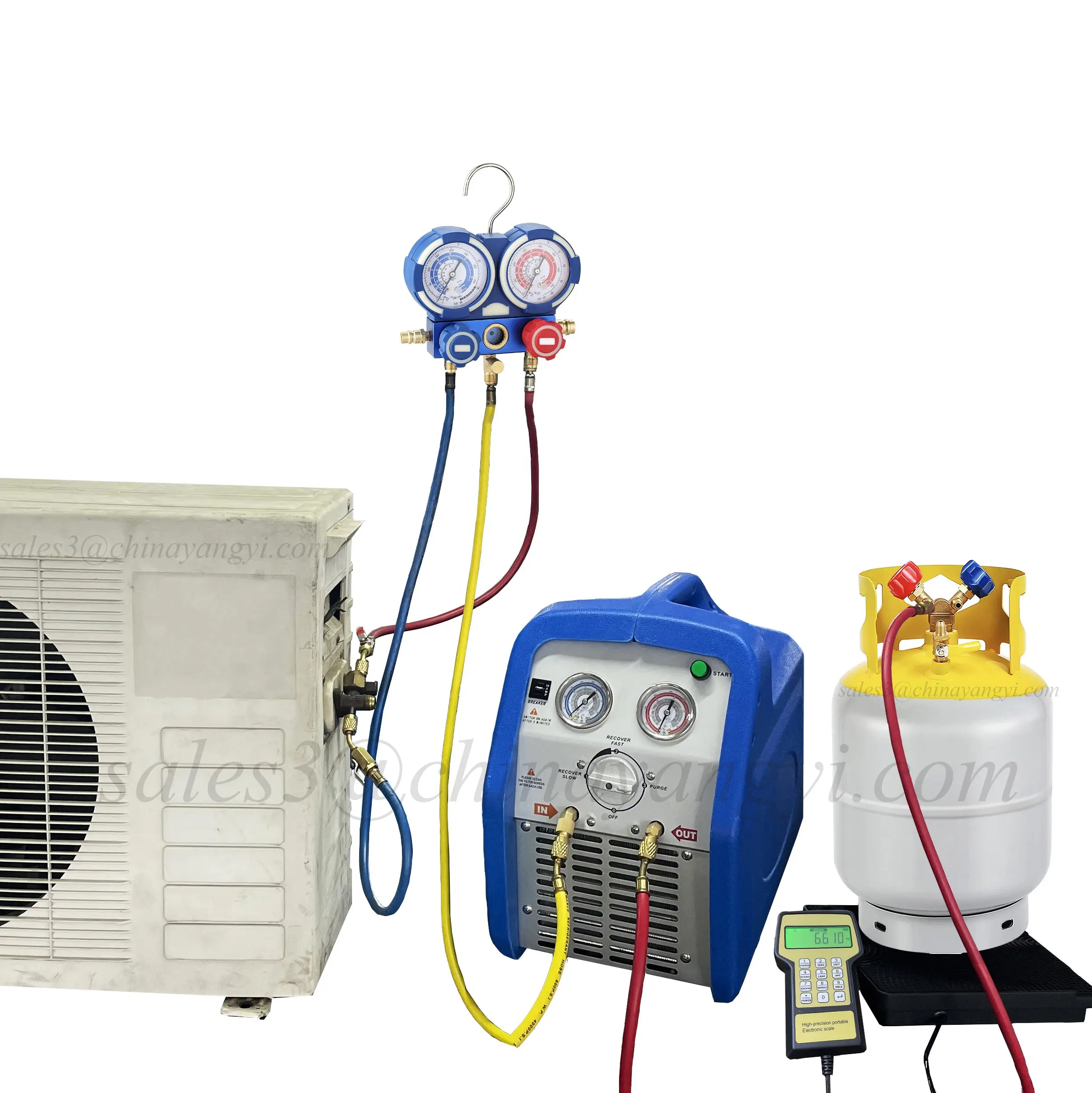 R32,R1234yf Refrigerant Recovery Unit/Mesin 3/4 HP Mesin Pendingin Kondisi Udara Mobil untuk Pendinginan Lainnya Seperti R410A, R134A