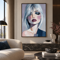 Tableau sur toile Portrait Femme Cheveux Bleus – Art Moderne Beauté pour Décoration Murale Salon, Chambre, Boutique, Hôtel