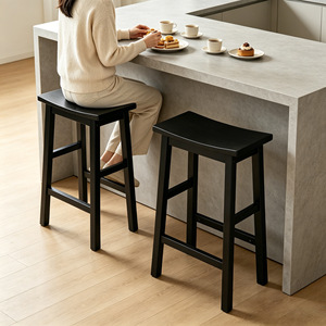 Curved Bar <b>Stool</b> Black Walnut 39x23x61 Cm Minimalist Design Modern Style Durable Wood Base For Home And Commercial Use - Product Image 4