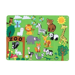 儿童教学毛毡板，动物园动物毛毡故事板为幼儿儿童早期学习设置