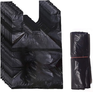 Venta al por mayor de bolsas de camisetas desechables de PE negro liso en relieve sanitario personal para vómitos y excrementos de perro bolsas de basura - Product Image 1