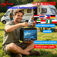 Batterie solaire LiFePO4 à cycle profond certifiée CE Ubetter 24V 12V 50Ah-400Ah avec BMS, 2000-5000 cycles