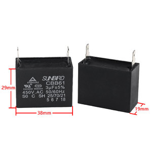 Condensador de arranque Cbb61 3uF 450V AC para ventiladores eléctricos y aires acondicionados - Product Image 1