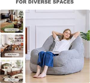 Sıcak satış modern kadife rahat tembel kanepe, dev fasulye kol dayama ile çanta seti sandalye, açık oturma odası - Product Image 6