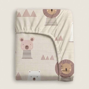 Drap-housse respirant en Lyocell 40S 215TC, motif animaux de dessin animé, doux pour la peau, literie naturelle pour enfants - Product Image 1