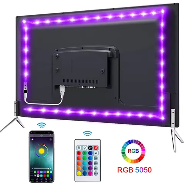 16.4FT USB RGB High Brightness 5M 5050 DC 5V IP65 Waterproof Flexible Led Strip Light TV Backlight Kit for Atmosphere