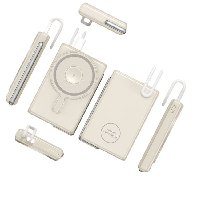 Trendy Products Promotional 10000mAh Magnetic Wireless Power Bank with Built in Type C Cable and Holder
